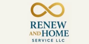 Renew and Home Service LLC logo with gold infinity symbol and teal text